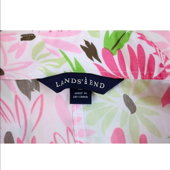 Lands’ End PRETTY Pink Floral Ultra Smooth Blouse - Picture 6 of 8